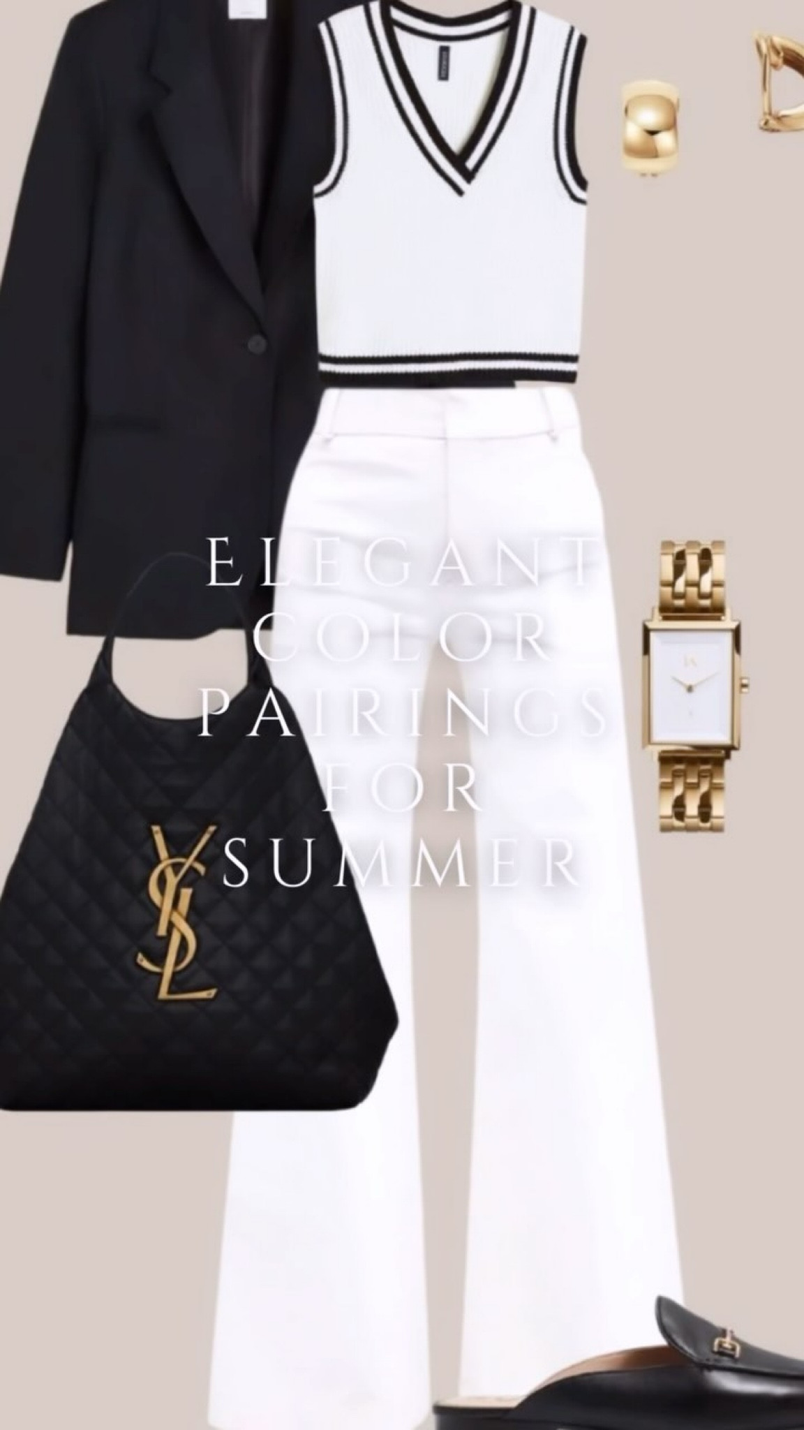 As a personal image stylist, I am thrilled to share with you some of the most elegant color combinations to elevate your summer wardrobe this season.

1. Black and White: A classic pairing that never goes out of style, black and white exudes timeless elegance and versatility. Opt for a crisp white blouse paired with black tailored trousers for a sophisticated look that transitions seamlessly from day to night.

2. Beige and White: This calming duo is perfect for creating a fresh and polished ensemble.

3. Sky Blue and White: Bring a touch of serenity to your summer wardrobe with the soothing combination of sky blue and white.

4. White and Beige: Channel a minimalist vibe with the clean and refined palette of white and beige. Mix and match white and beige separates for a sophisticated monochromatic look that is both modern and timeless.

5. Coral and Beige: Add a pop of color to your summer wardrobe with the vibrant pairing of coral and beige.

6. Light Pink and White: Embrace your feminine side with the soft and romantic combination of light pink and white.

7. Beige and Black: Elevate your summer wardrobe with the striking contrast of beige and black.

8. Tan and Beige: Embrace earthy tones this summer with the harmonious pairing of tan and beige.

9. White and White: Make a statement this summer with the rich and luxurious combination of white on white. A white blouse paired with white colored trousers exudes sophistication and glamour, perfect for a night out on the town.

Incorporate these elegant color combinations into your summer wardrobe to elevate your style and make a lasting impression wherever you go. 💫
Follow for more!✨

 #SummerStyle #ElegantCombos #inspiration #motivation #stylegoals #outfitideas #outfit #FashionInspiration #styleinspo #fashionweek