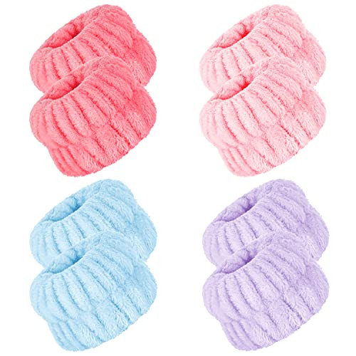 8 Pcs Spa Wrist Washband Microfiber Wrist Wash Towel Band Wristbands for Washing Face Absorbent Wristbands Wrist Sweatband for Women Girls Blue, Purple | Amazon (US)