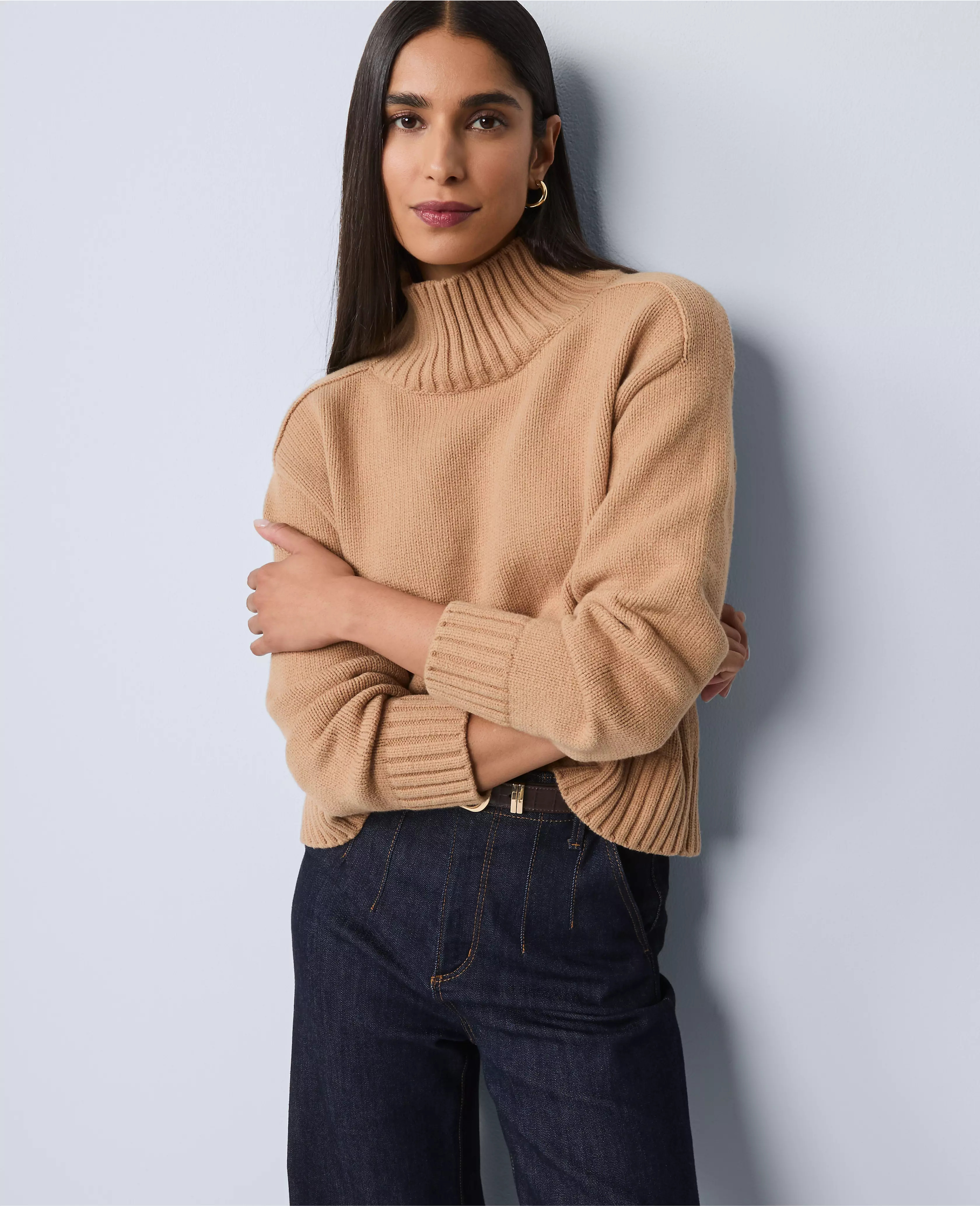 Ribbed Mock Neck Sweater | Ann Taylor