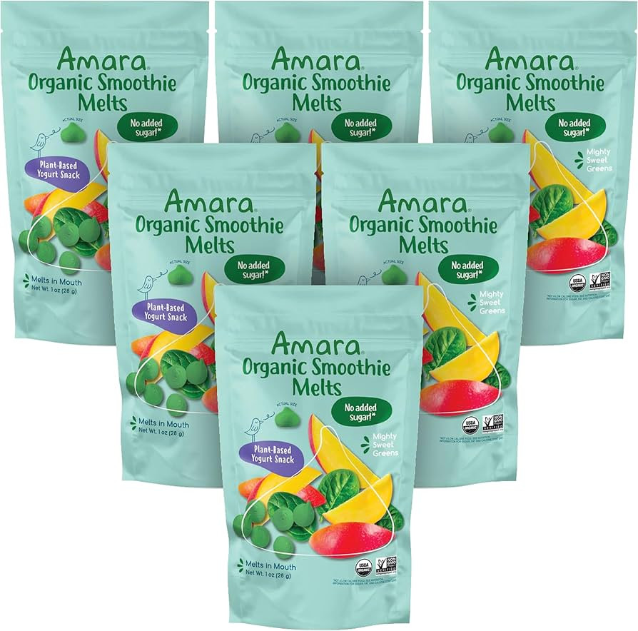 Amara Smoothie Melts - Mighty Sweet Greens - Baby Snacks Made With Fruits and Vegetables - Health... | Amazon (US)