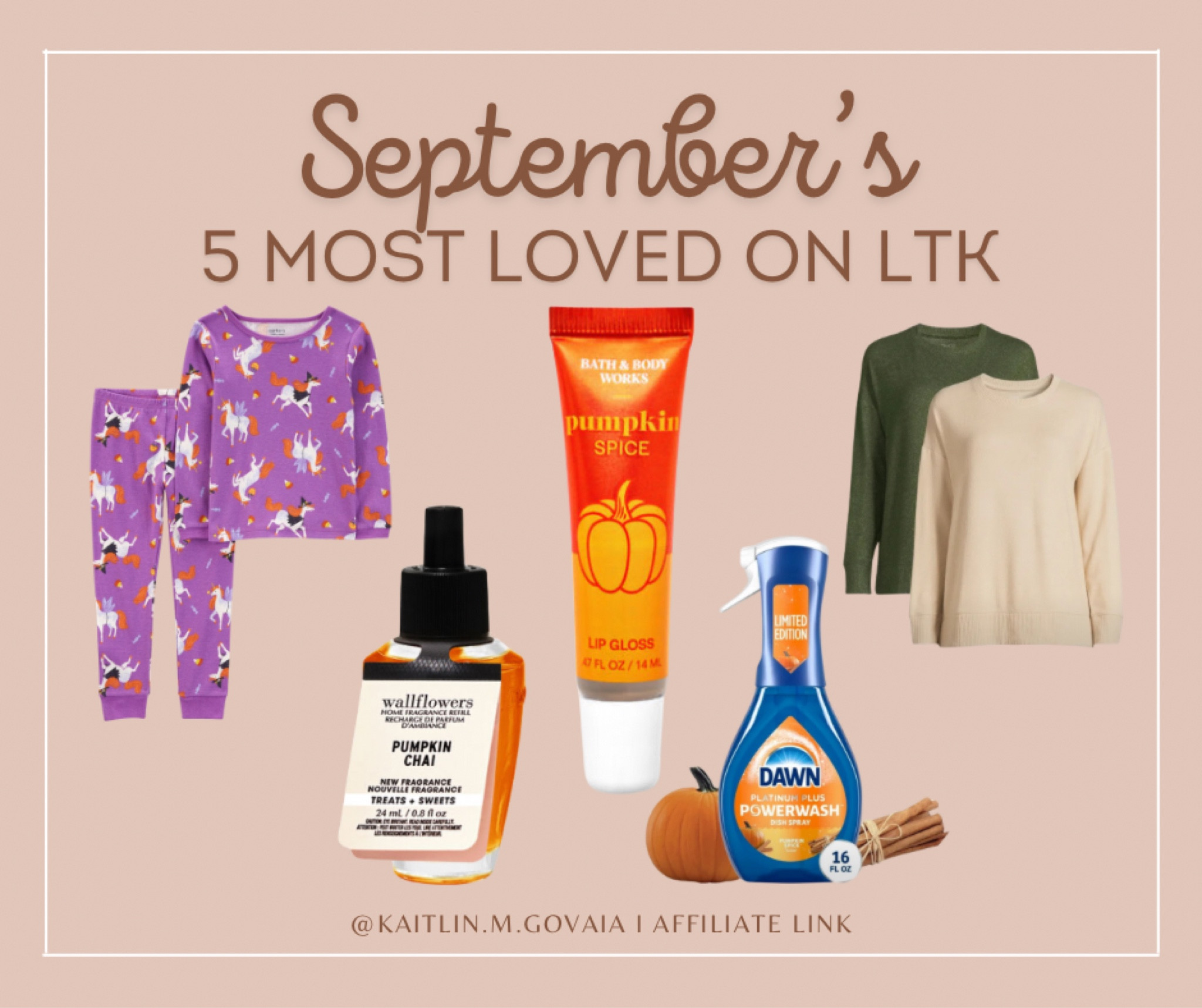 September’s most loved on LTK 🥰
#pajamas #wallflower #dawnpowerwash #cozytop #lipgloss #walmart #bathandbodyworks 

#LTKBeauty #LTKSeasonal #LTKHalloween