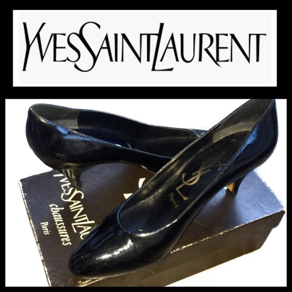 Yves Saint Laurent Black Patent Leather Heels 8M | Poshmark
