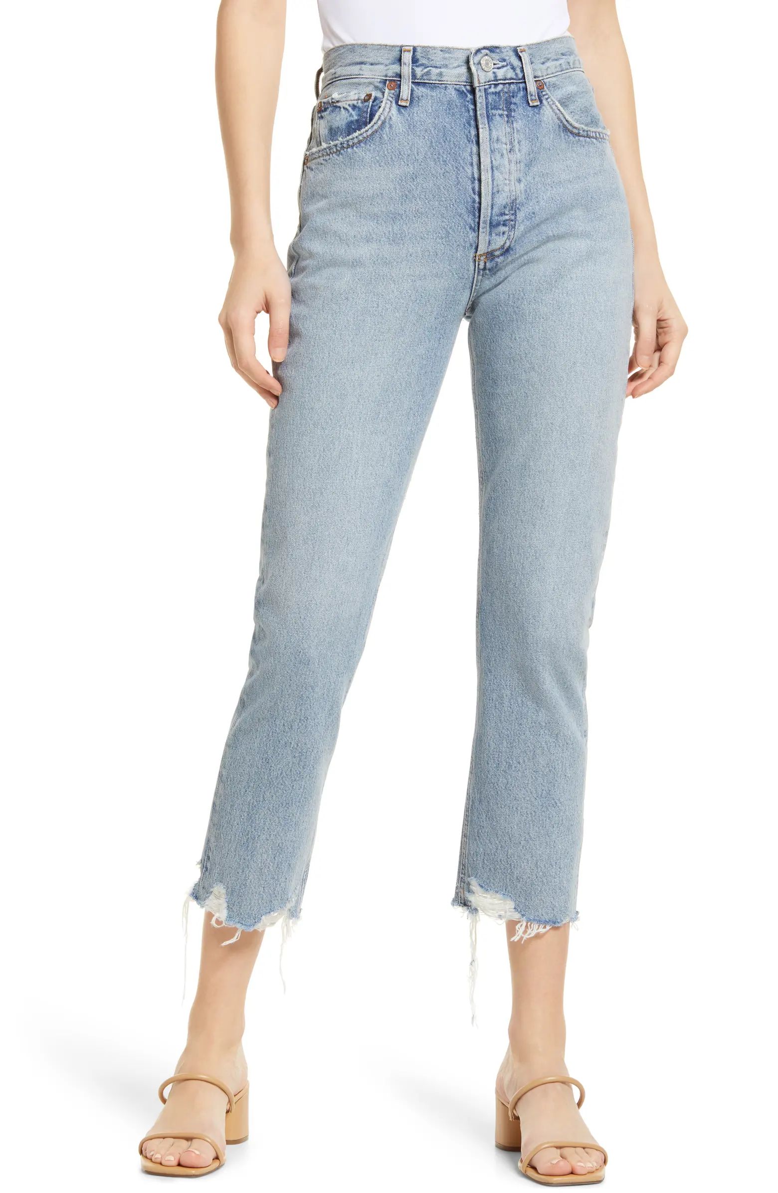 AGOLDE Riley High Waist Chewed Hem Jeans | Nordstrom | Nordstrom