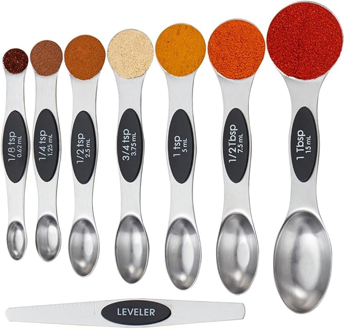 Gorilla Grip Magnetic Measuring Spoons Set, Stainless Steel, Dual Sided for Liquid and Dry Food, ... | Amazon (US)