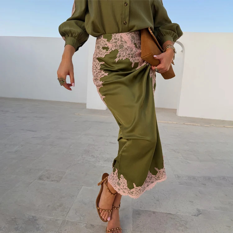 Olive & Pink Lily Skirt | Never Fully Dressed US