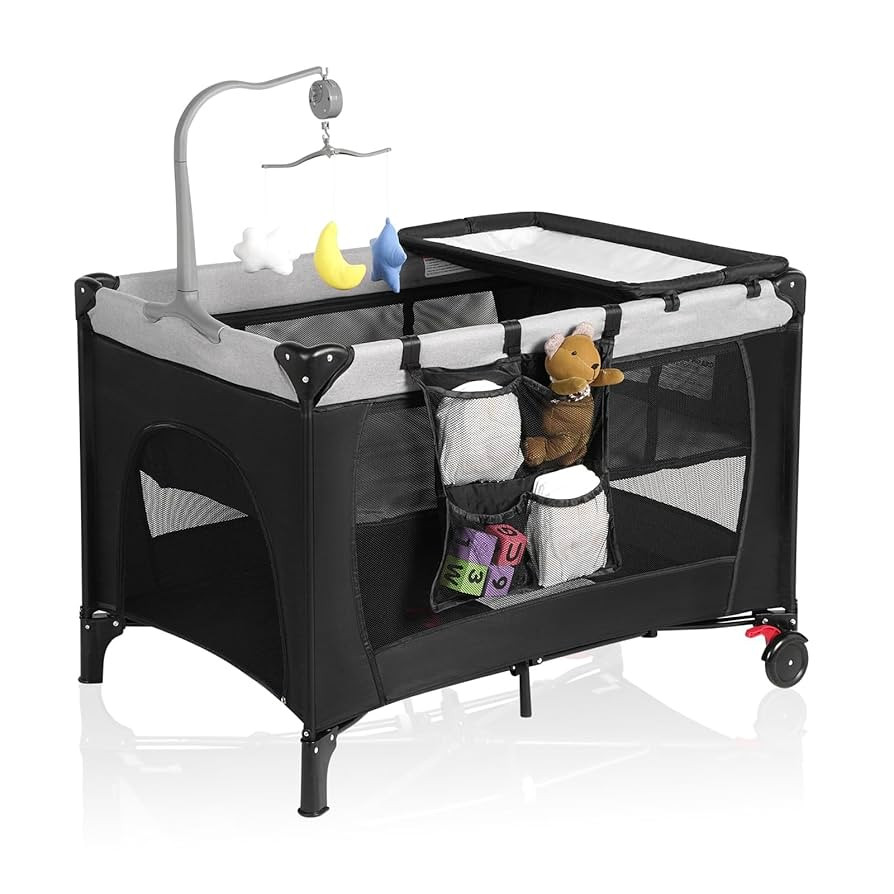 Pack and Play with Changing Table & Carry Bag, 4-in-1 Portable Crib Playpen for Newborn to Toddle... | Amazon (US)