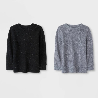 Toddler Boys' Long Sleeve 2pk Thermal T-Shirts - Cat & Jack™ Heather Gray/Black | Target
