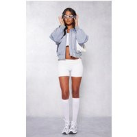 Tall Grey Oversized Zip Up Bomber Jacket | PrettyLittleThing US