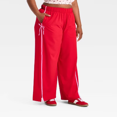 Women's Woven High-Rise Bow Track Pants - All In Motion™ | Target