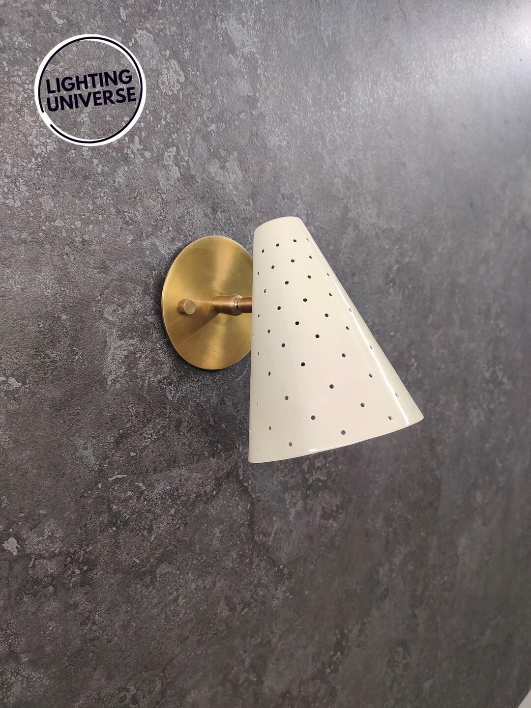 Raw Brass Wall Sconce With Perforated Cone Shade – Mid-century Modern Adjustable Light for Bedr... | Etsy (US)