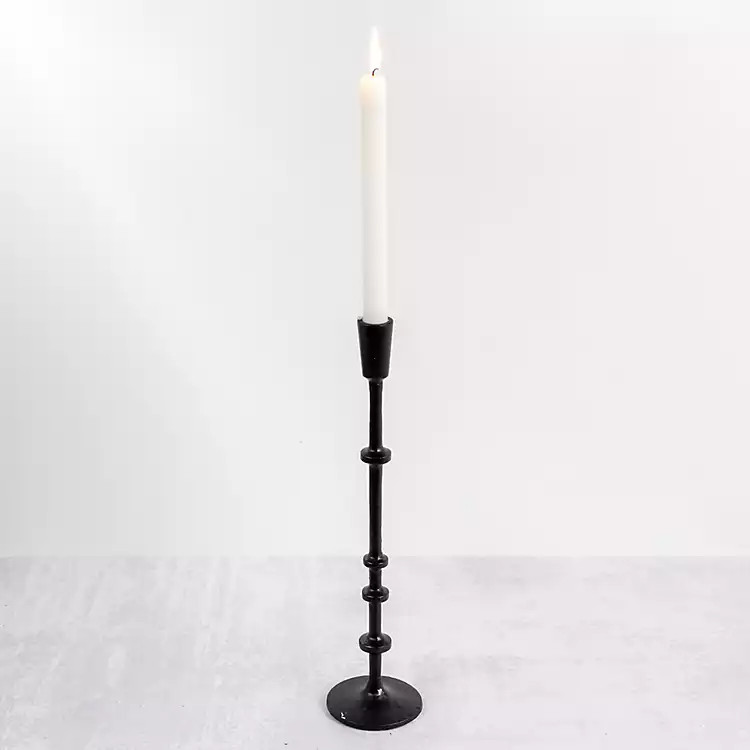 Black Cast Iron Notched Taper Candlestick, 15 in. | Kirkland's Home