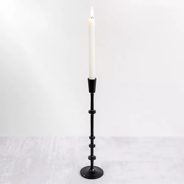 Black Cast Iron Notched Taper Candlestick, 15 in. | Kirkland's Home