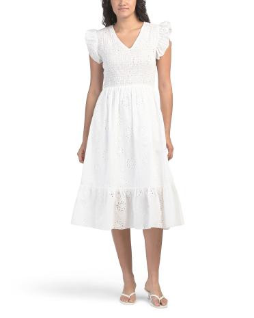 Made In Italy Ruffle Sleeve Smocked Top Dress | TJ Maxx