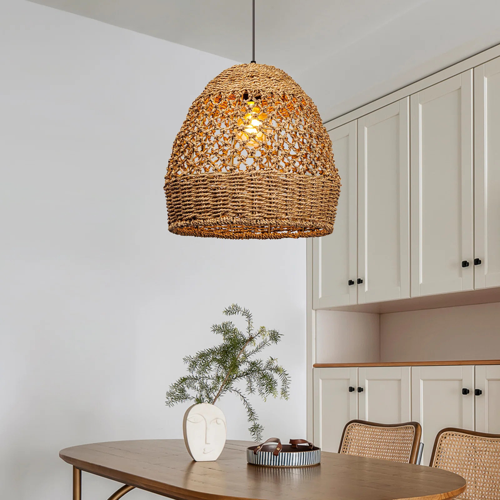 Artibrannan 1 - Light Seagrass Dome Pendant | Wayfair North America