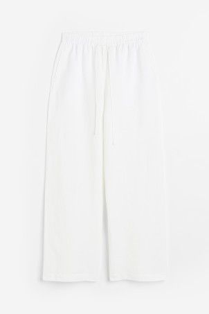 Linen-blend Pull-on Pants - High waist - Long - Black - Ladies | H&M US | H&M (US + CA)