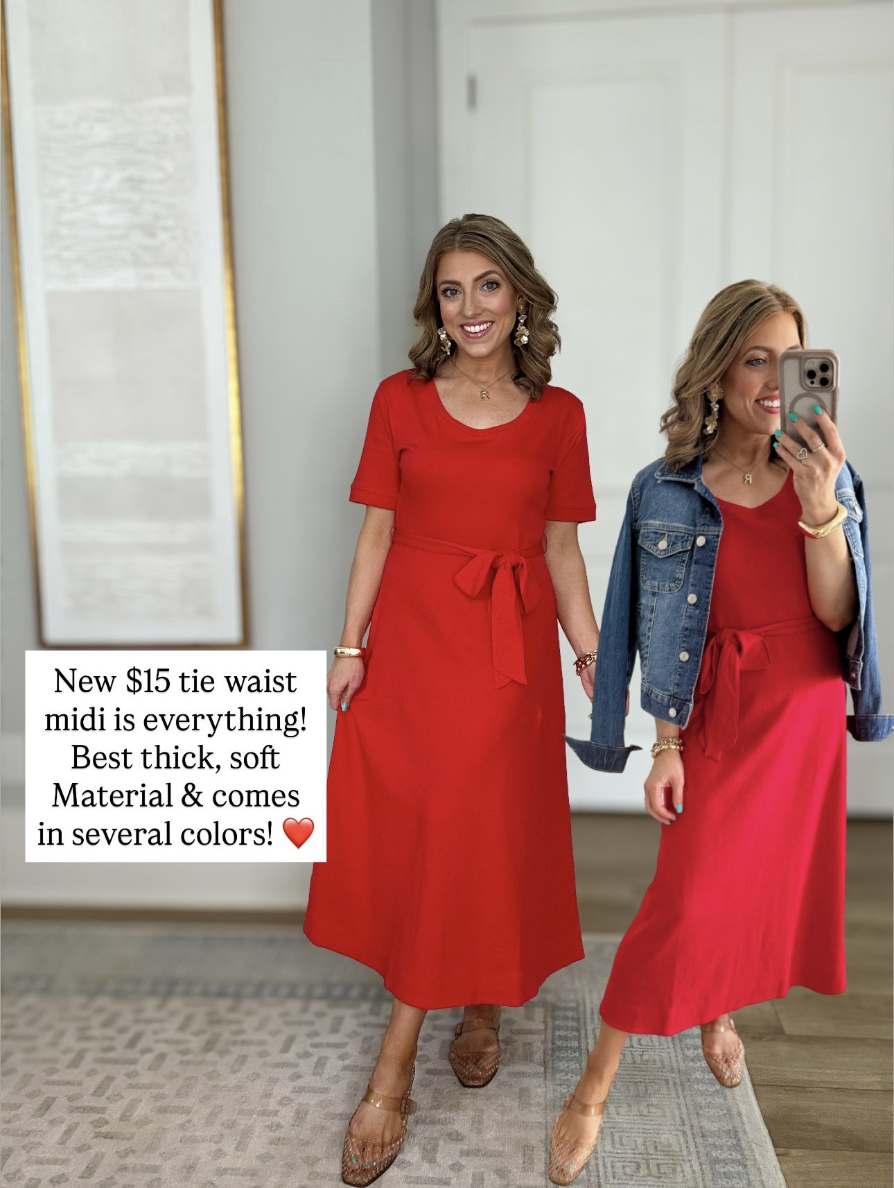 The easiest way to style a dress this season ❤️
This Walmart midi dress is so flattering and comfortable, and I love it layered with a denim jacket for that effortless everyday look 🙌🏼

Perfect for church, lunch, or anything in between — and yes, it’s all on Walmart!

#walmartfashion #walmartstyle #springoutfits #summerdress #affordablestyle #momoutfits #denimjacketstyle #everydaystyle #budgetfashion #ootdlook

#LTKootd #LTKPetite