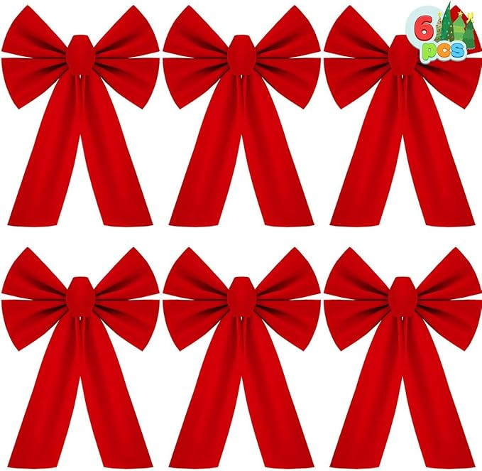 JOYIN 6PCS Christmas Red Velvet Bows, 13" Long by 9" Wide Christmas Ornaments for Tree, Decorativ... | Amazon (US)