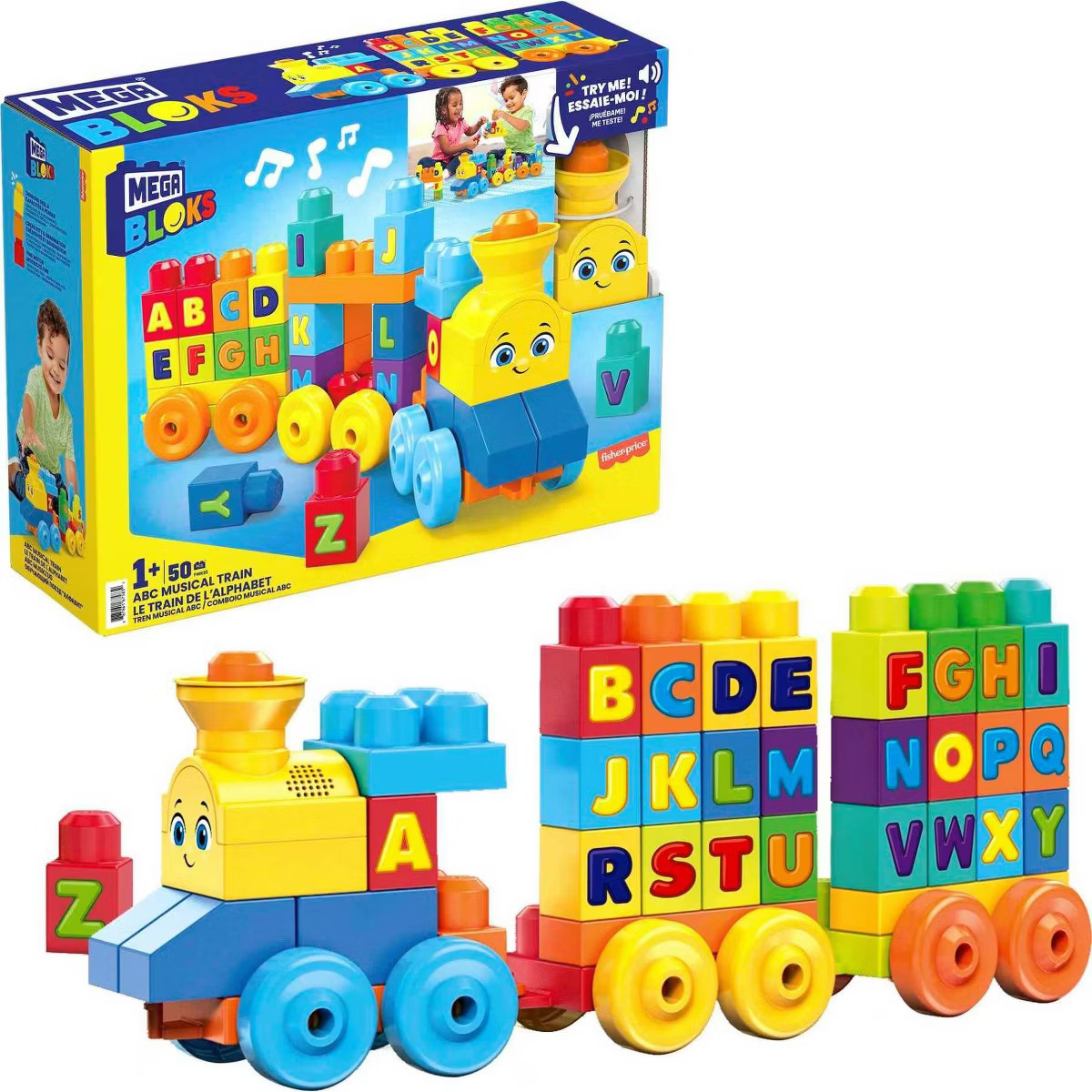 MEGA BLOKS ABC Musical Train Building Set - 50pcs | Target