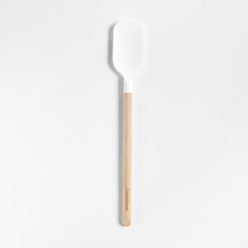 Crate & Barrel White Silicone and Wood Spoonula + Reviews | Crate & Barrel | Crate & Barrel