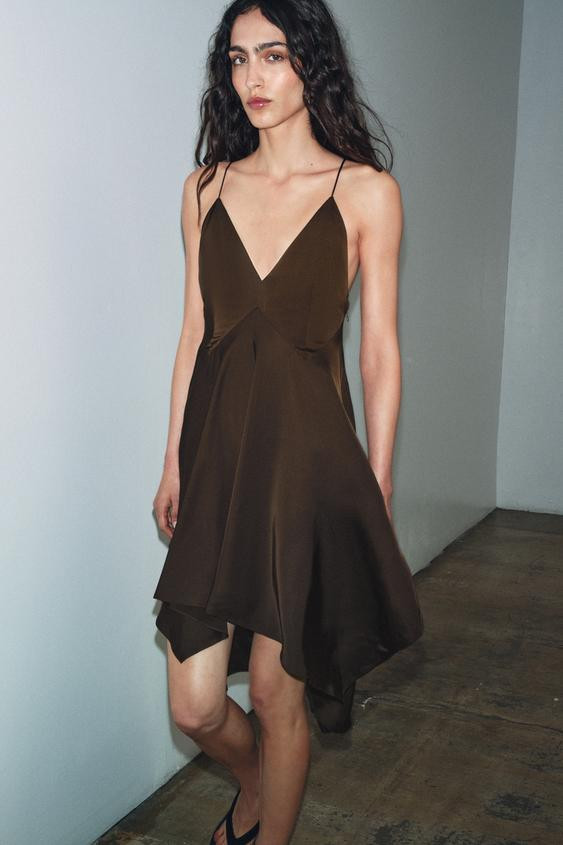 ZW COLLECTION ASYMMETRIC RUFFLED DRESS | Zara US