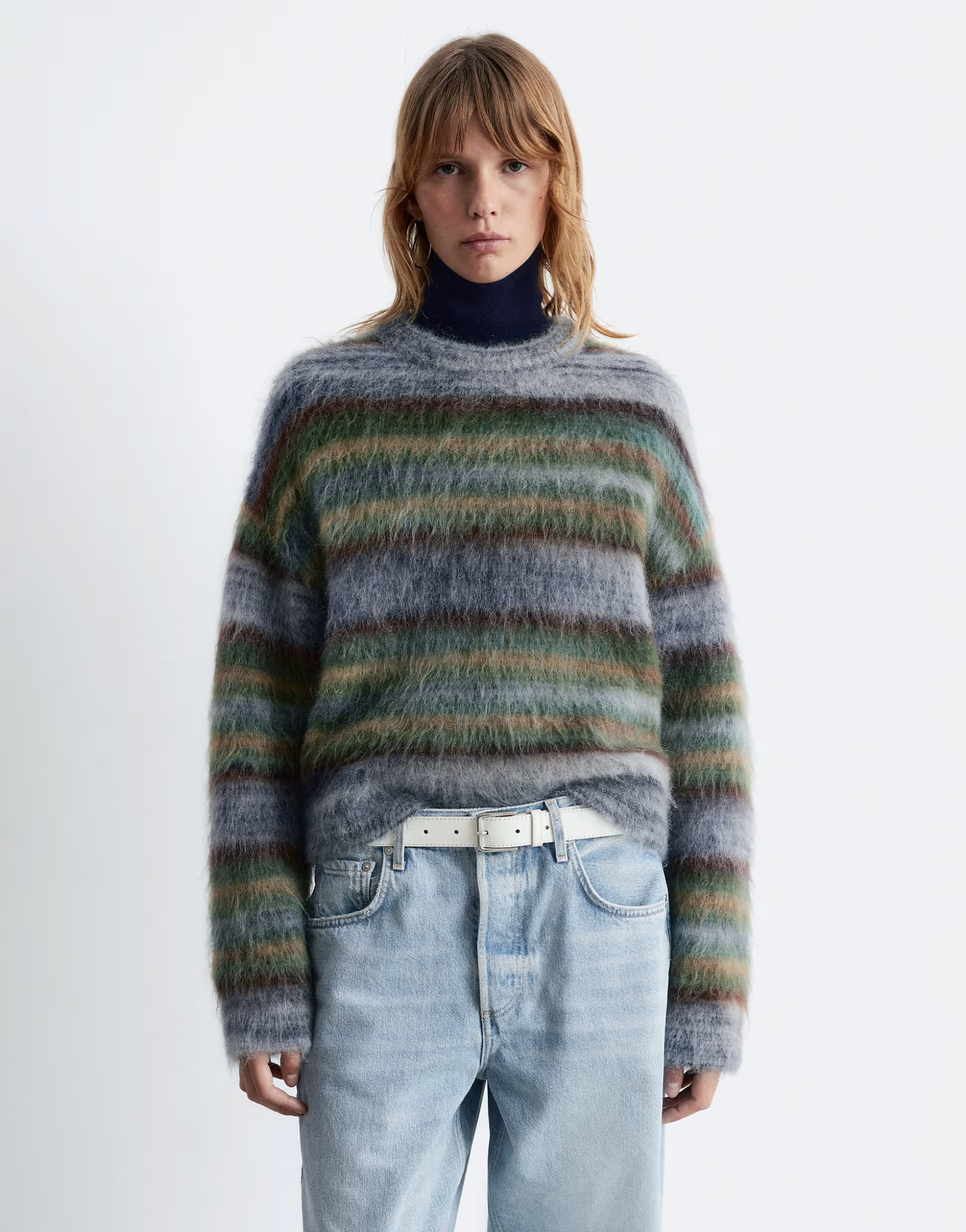 & Other Stories mohair wool blend hairy knit sweater in multi stripes | ASOS (Global)