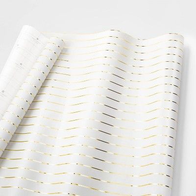 White with Gold Stripe Gift Wrap Single Roll - sugar paper™ | Target