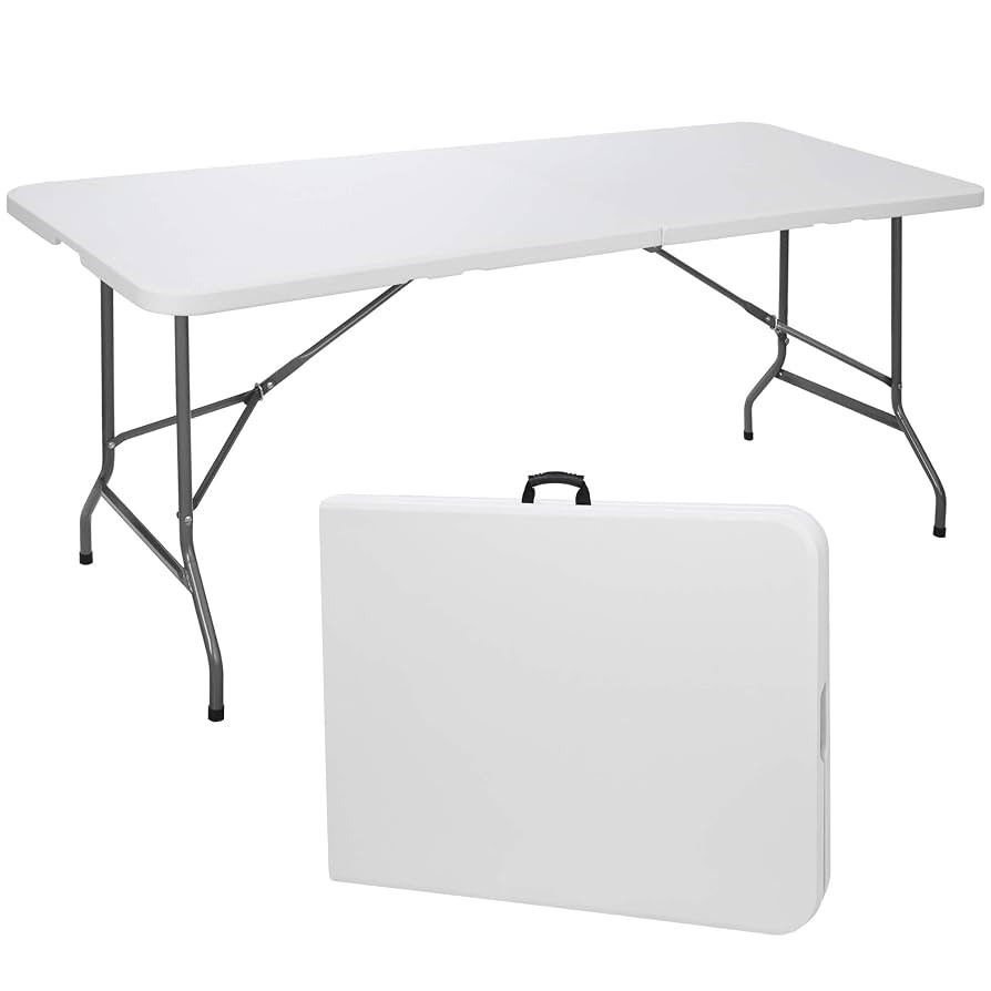 ZenStyle 6 ft Indoor Outdoor Heavy Duty Plastic Folding Table Portable Picnic Table Fold-in-Half ... | Amazon (US)