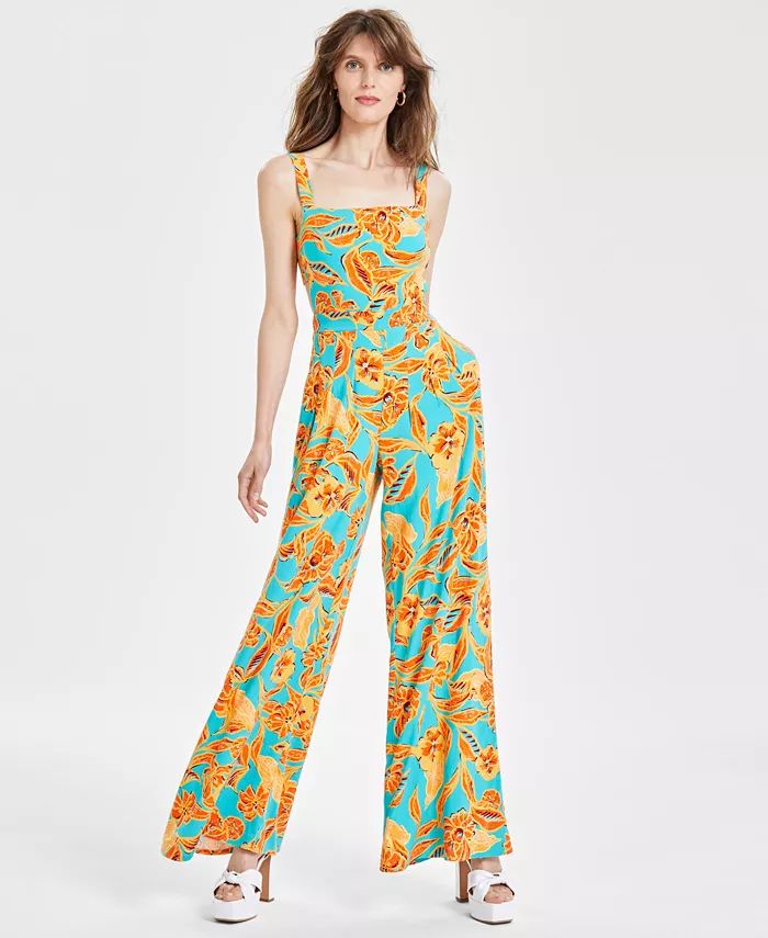 Bar III Women's Floral-Print Cutout Jumpsuit, Created for Macy's - Macy's | Macy's