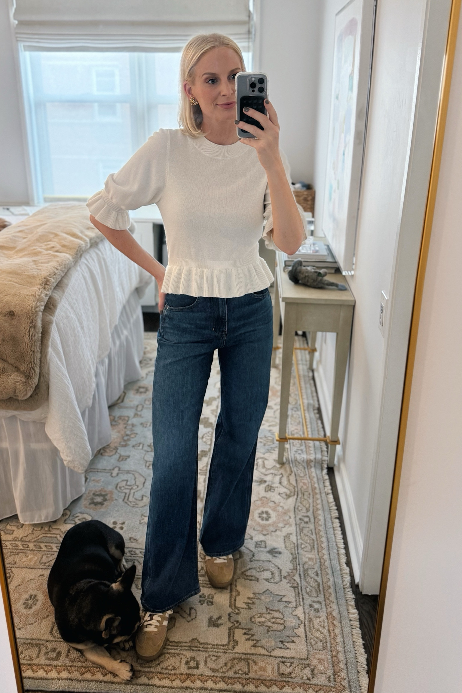 Today’s outfit for a day at my desk 💻 wearing a small in the sweater and 26 in the jeans (they’re stretchy)! 

#LTKStyleTip #LTKShoeCrush