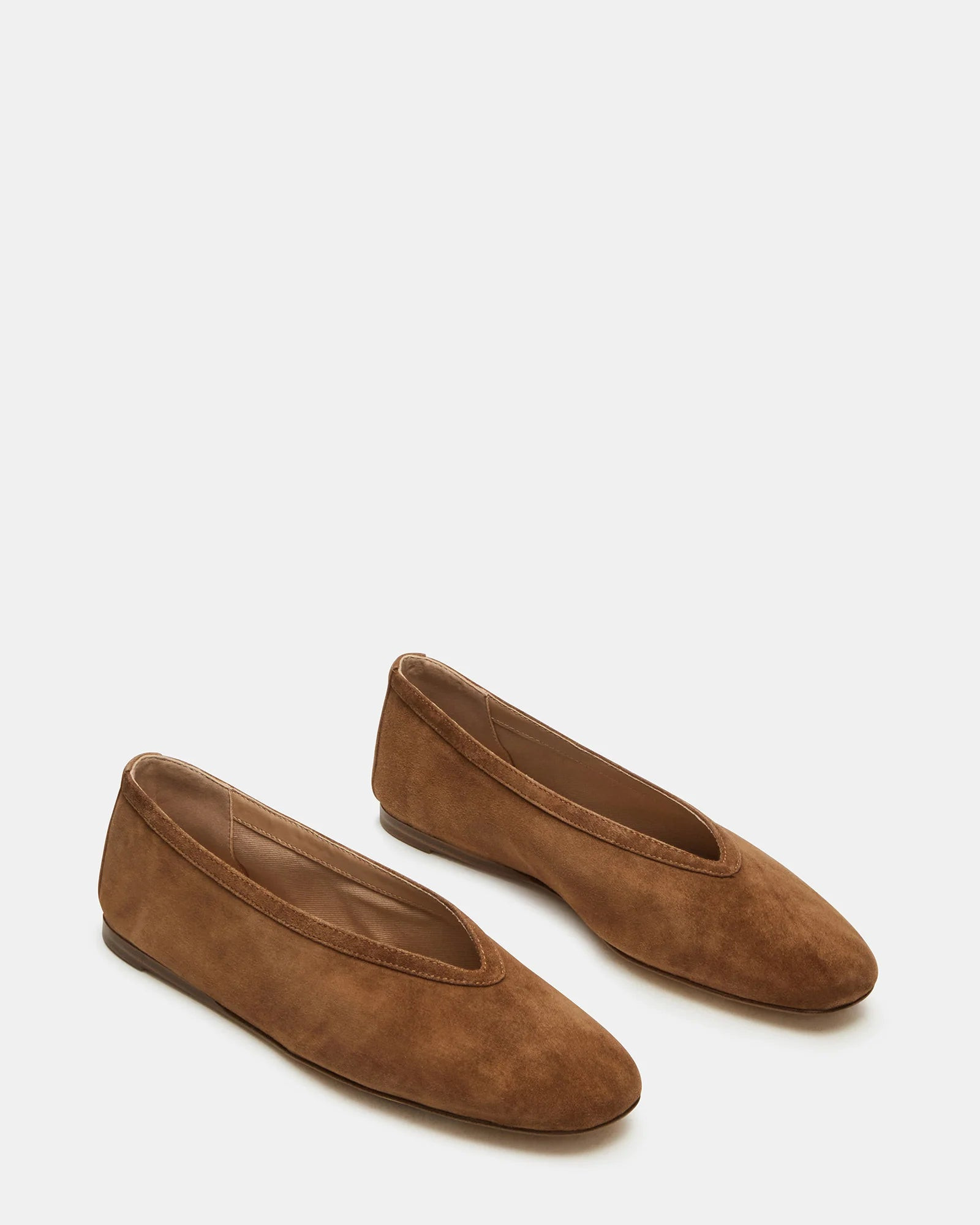 LENI Tan Suede Square-Toe Ballet Flats | Women's Designer Flats | Steve Madden (Canada)