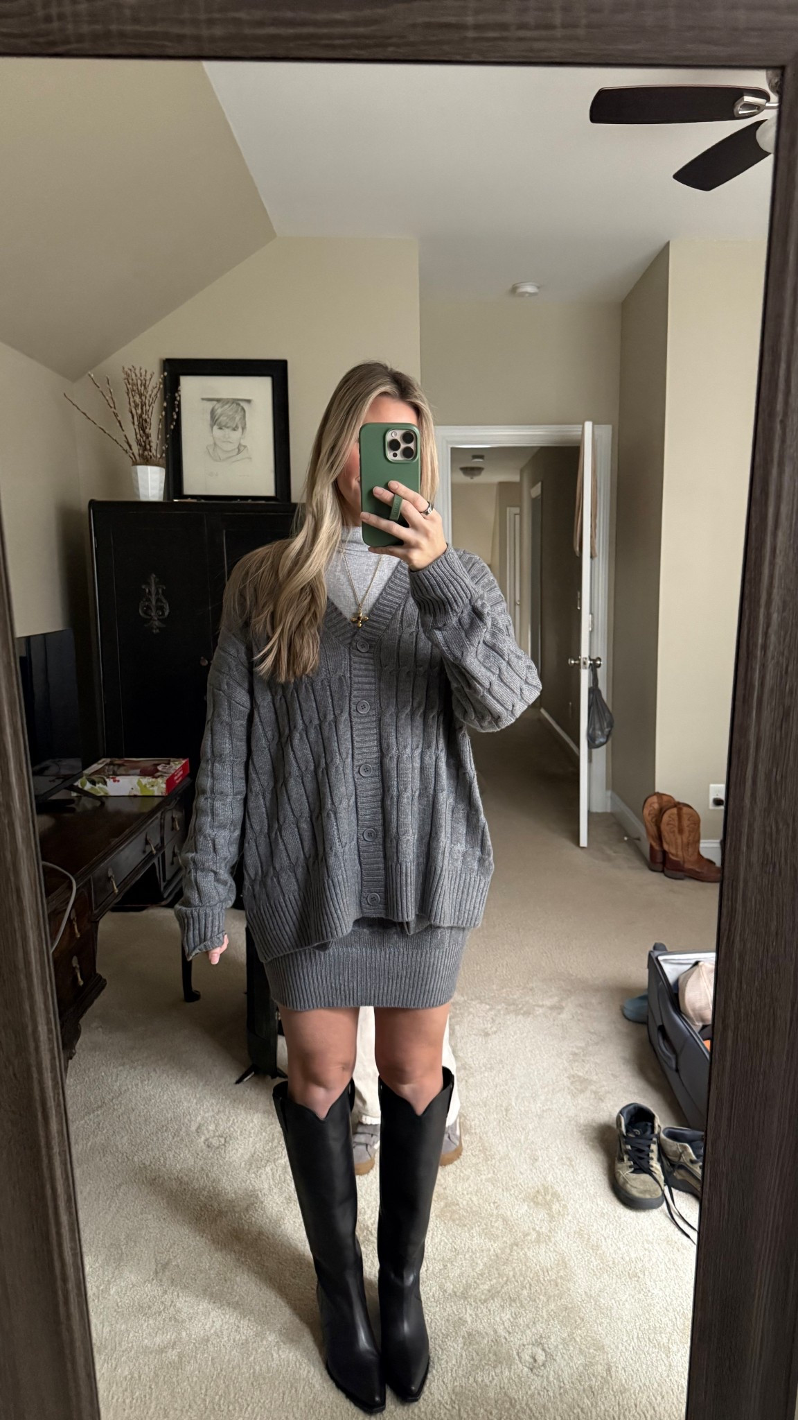 Church outfit! 
Revolve set in size Small. 
Old aerie turtleneck bodysuit but will link an Amazon one I also have and LOVE. 
Anine bing boots. TTS but definitely need to be broken in. 

#LTKHoliday #LTKootd