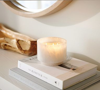 Alabaster Candle - White Floral | Pottery Barn (US)