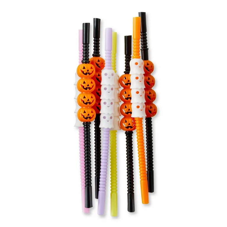 Halloween Pumpkin and Ghost Straws, 8 Count, by Way To Celebrate | Walmart (US)