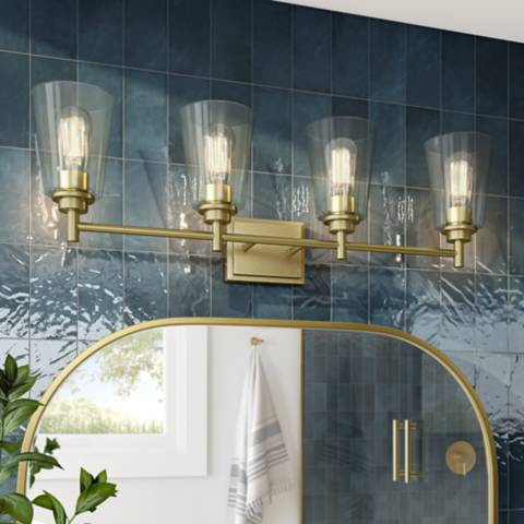 Westin 31" Wide Brushed Gold Metal 4-Light Bath Light | Lamps Plus