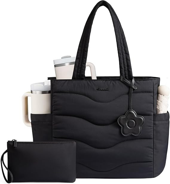 LOVEVOOK Tote Bag for Women,Puffer Work Bag,Quilted Teacher Nurse Tote Bag with Zipper for Travel... | Amazon (US)