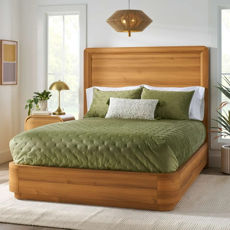 Better Homes & Gardens Juliet Curved Wood Platform Bed, Queen, Honey Brown | Walmart (US)