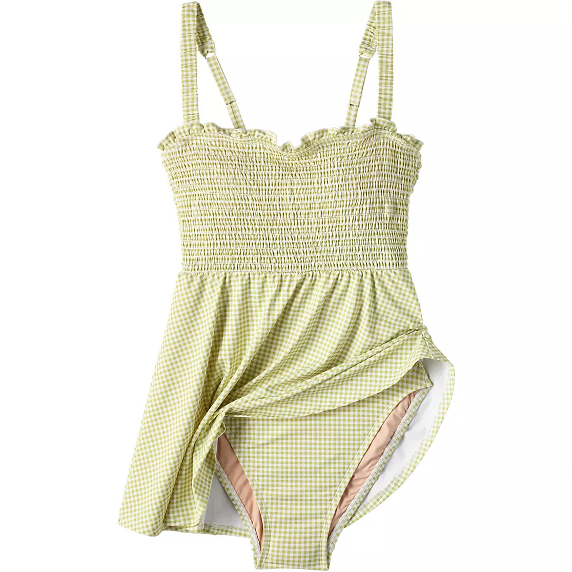 Womens Square Neck Smocked Mini Swim Dress | Lands' End (US)
