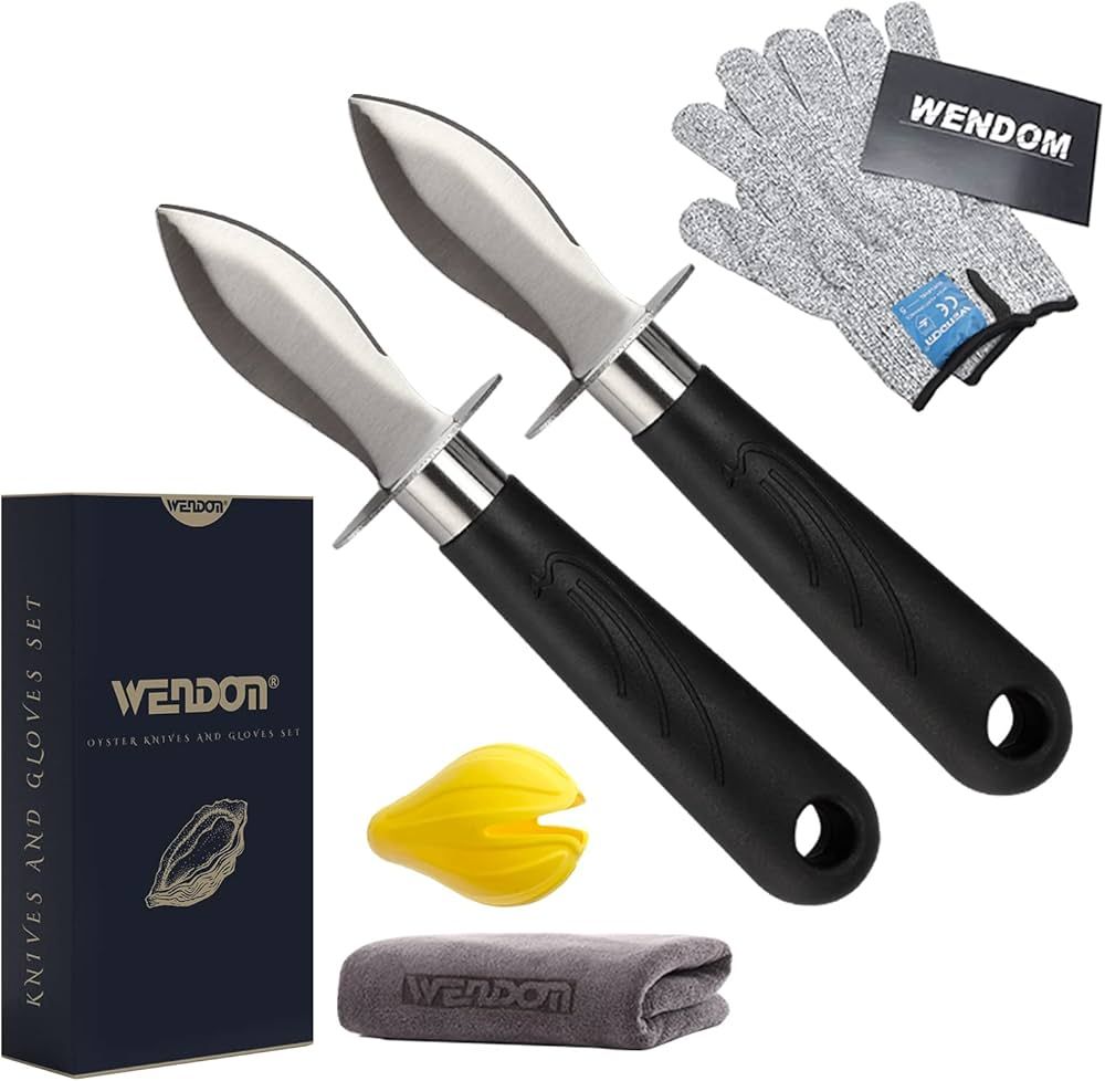WENDOM Oyster Knife Shucker Set Oyster Shucking Knife and Gloves Cut Resistant Level 5 Protection... | Amazon (US)
