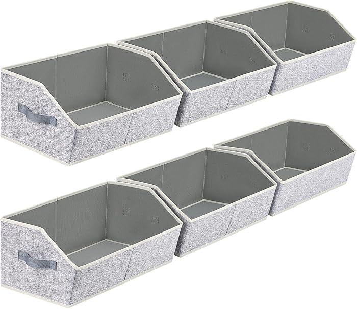 Closet Organizers Bins 6 Packs - Large Closet Shelf Organizer with Handles, Fabric Trapezoid Stor... | Amazon (US)