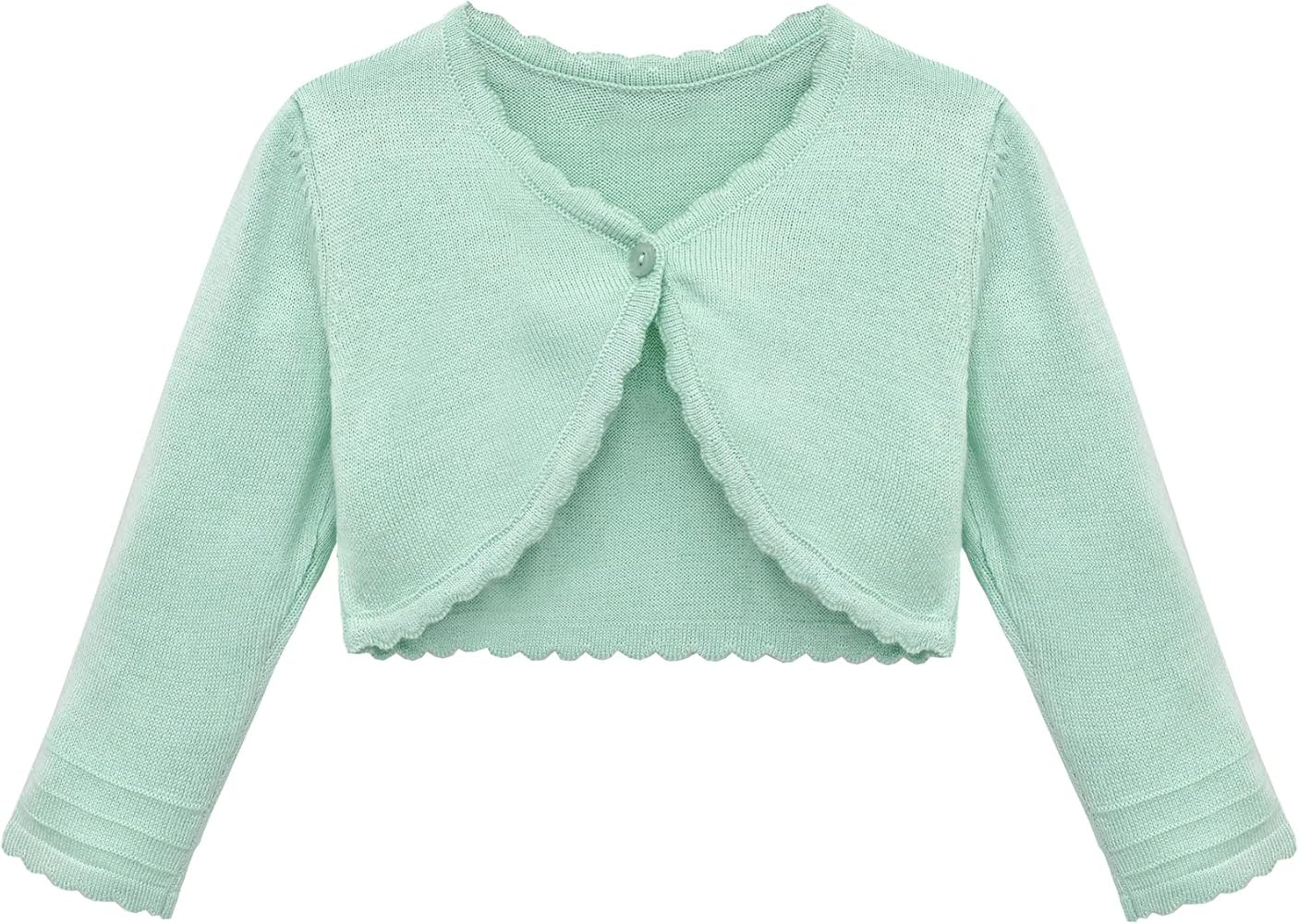 Lilax Baby Girls' Long Sleeve Cardigan Shrug, Button Closure Knitted Bolero | Amazon (US)