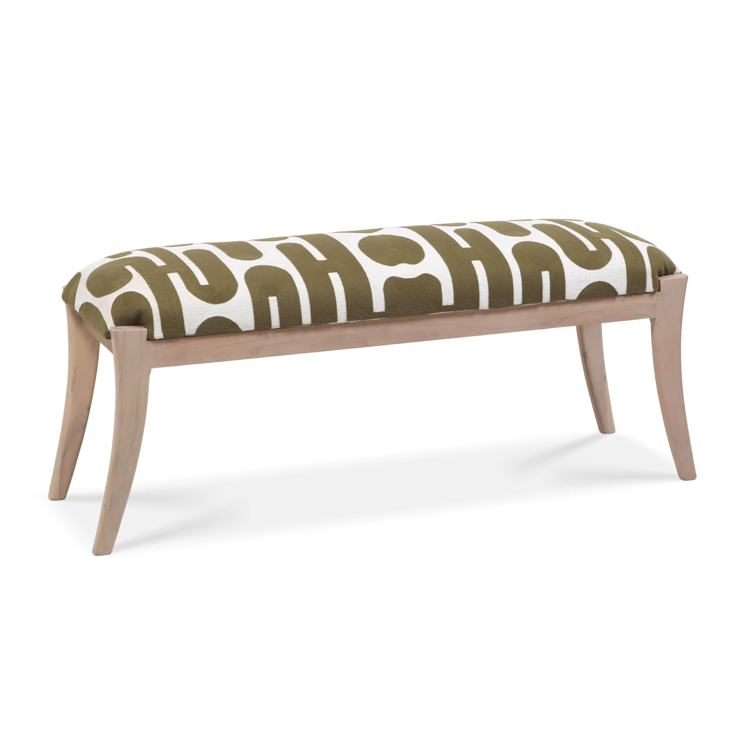 Tov Furniture Arielle Olive & White Embroidered Bench | Amazon (US)