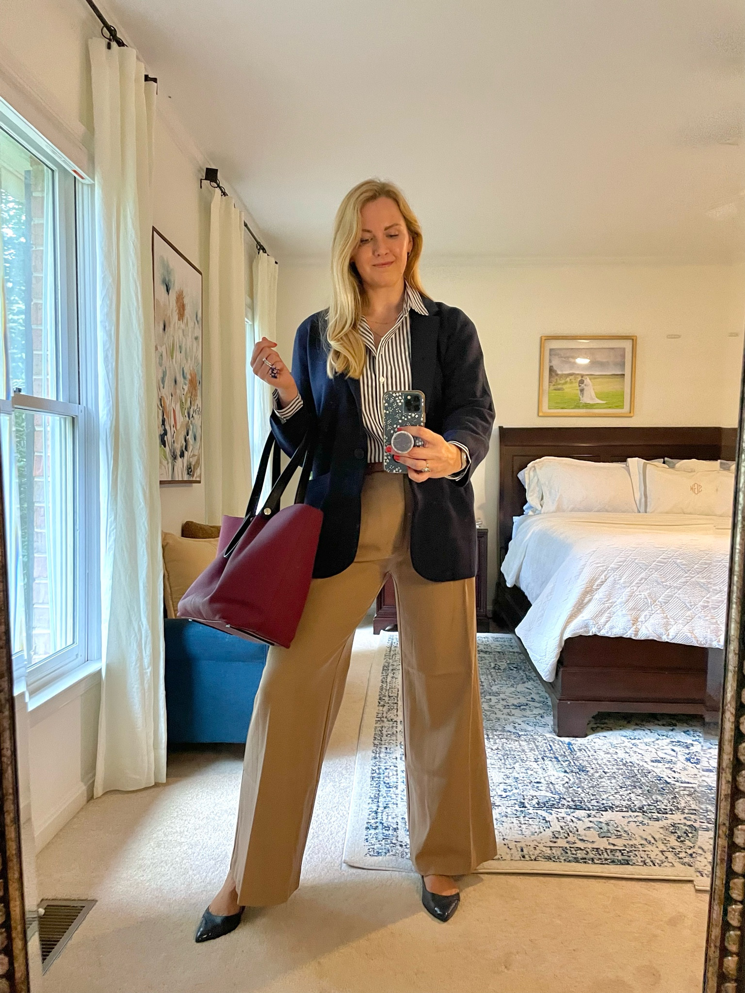 Outfit idea for work this fall


Navy sweater blazer is the perfect polished and cozy piece for work days this fall. I sized down one. Currently 50% 

Wide leg trousers. These have a great high waisted fit with a little stretch. I got my true size and they fit perfectly.

Button down shirt has a faded navy stripe and has a roomy fit.
