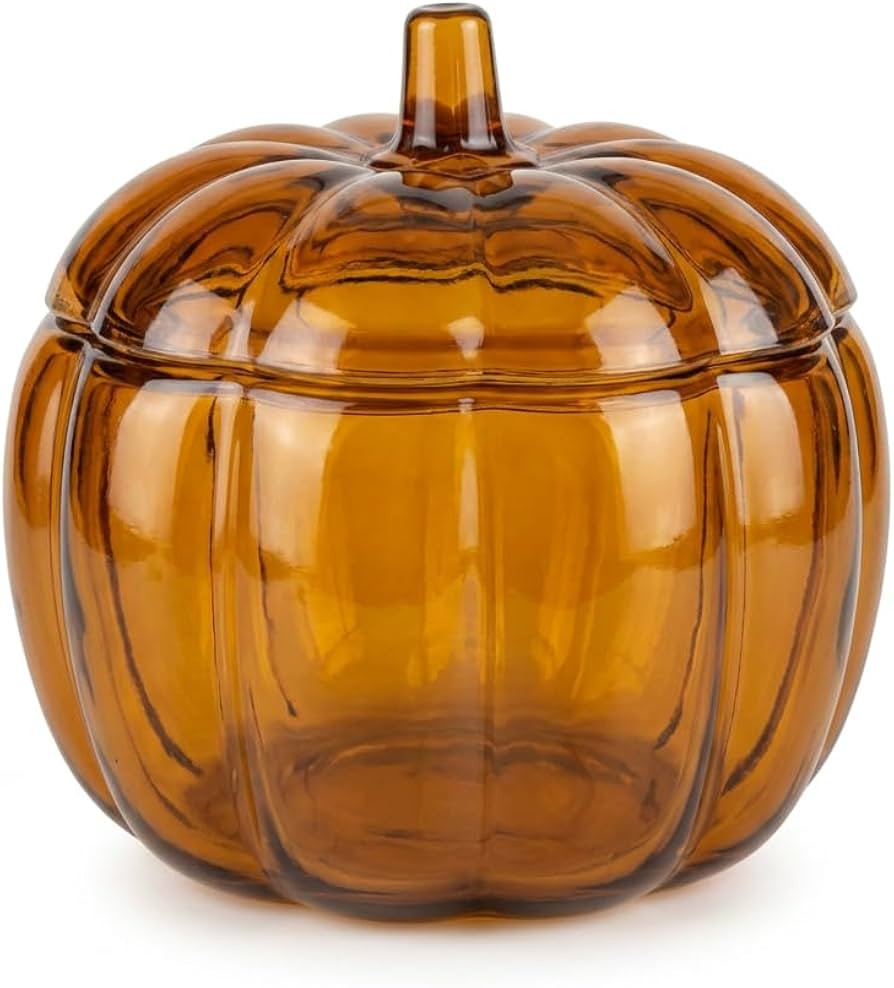 Halloween Pumpkin Glass Candy Jar with Lid, 2.2 Quart | Amazon (US)