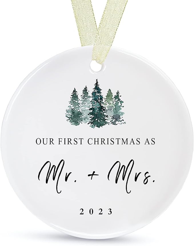 First Christmas as Mr and Mrs Ornament 2023,1st Year Wedding Ornament for Newlywed,Our First Marr... | Amazon (US)