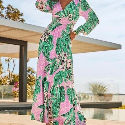 NEW Lilly Pulitzer MISTRAL RUFFLE MAXI DRESS Magnolia Lilac Leidees Night XS  | eBay | eBay US