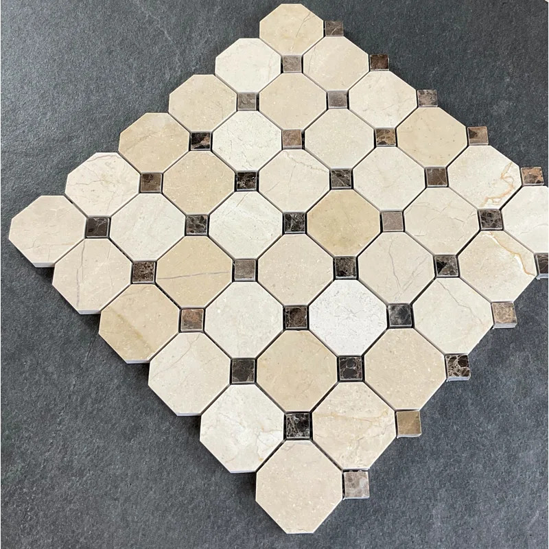 Octagon and Dot Marble Mosaic Wall & Floor Tile | Wayfair North America