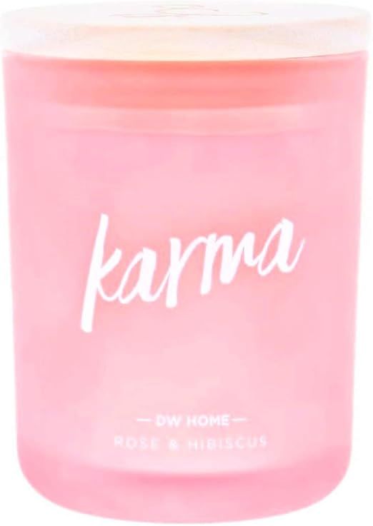 DW Home Zen Spa Series Richly Scented Candle Karma - Rose + Hibiscus in Large Pink Frosted Jar wi... | Amazon (US)