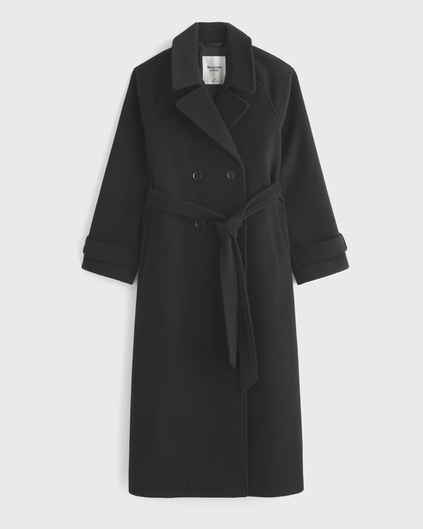 Women's A&F Carrie Wool-Blend Trench Coat | Women's New Arrivals | Abercrombie.com | Abercrombie & Fitch (UK)