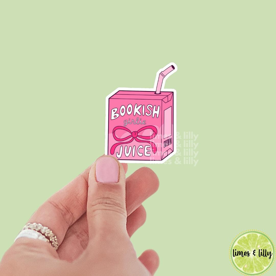Bookish Girlie Juice Coquette Pink Bow Juice Box Vinyl Sticker | Kindle Stickers | Bookish Sticke... | Etsy (US)
