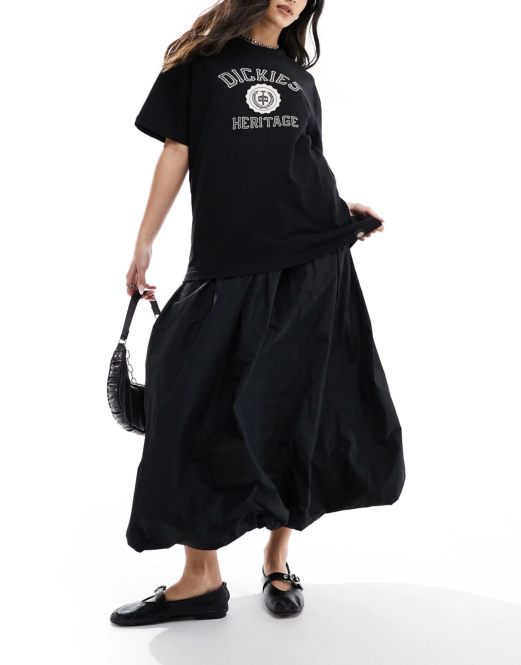 ASOS DESIGN taffeta bubble hem maxi skirt in black | ASOS (Global)